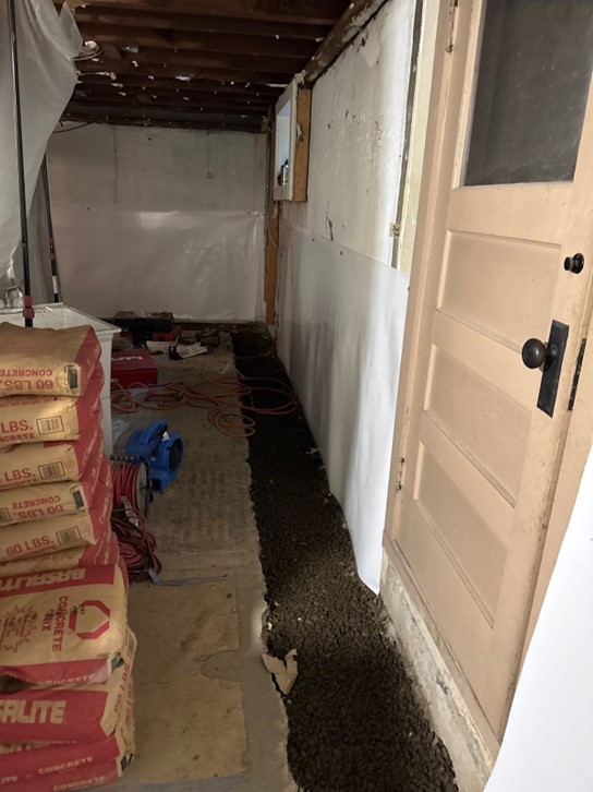 Trenches filled with gravel portland