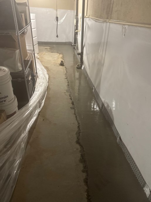 Wet concrete poured portland