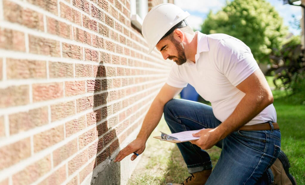 Man looking at foundation repair