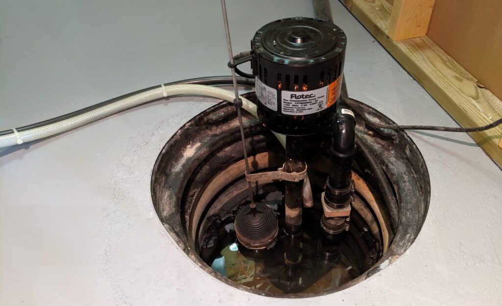 sump pump installed in basement sump pit Portland Oregon home