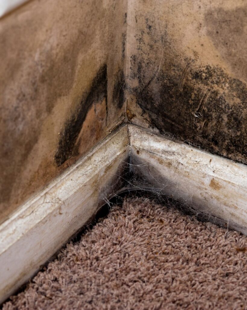 mold growing on wood floor joists in Portland Oregon crawl space needing remediation