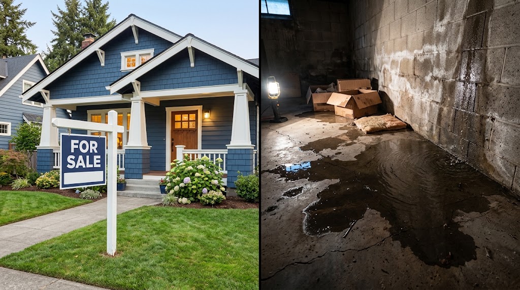 Portland Oregon home buyer considering whether should I buy a house with a wet basement before hiring waterproofing contractor for inspection