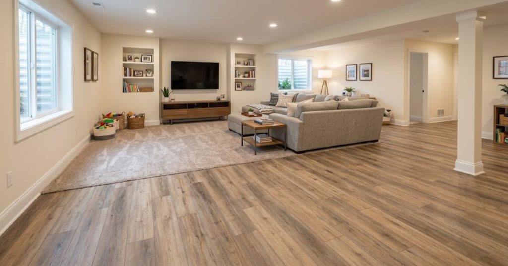 best flooring for a basement in a finished Portland family room