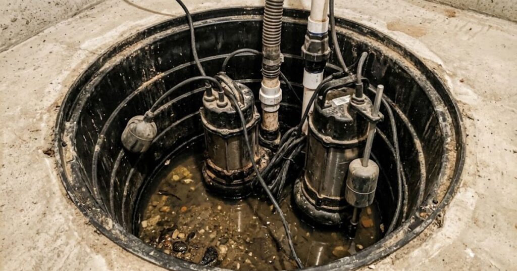 tethered vs vertical float switch on sump pumps in Portland basement sump pits